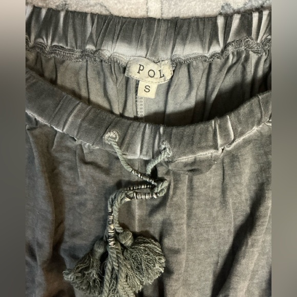 POL Charcoal Gray Elastic Shorts with Lace Trim and Tassel Detail - Picture 2 of 9